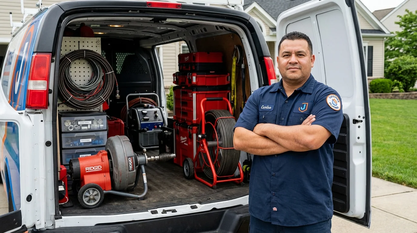 Professional drain cleaning equipment and Johns Plumbing LLC plumber in Howell
