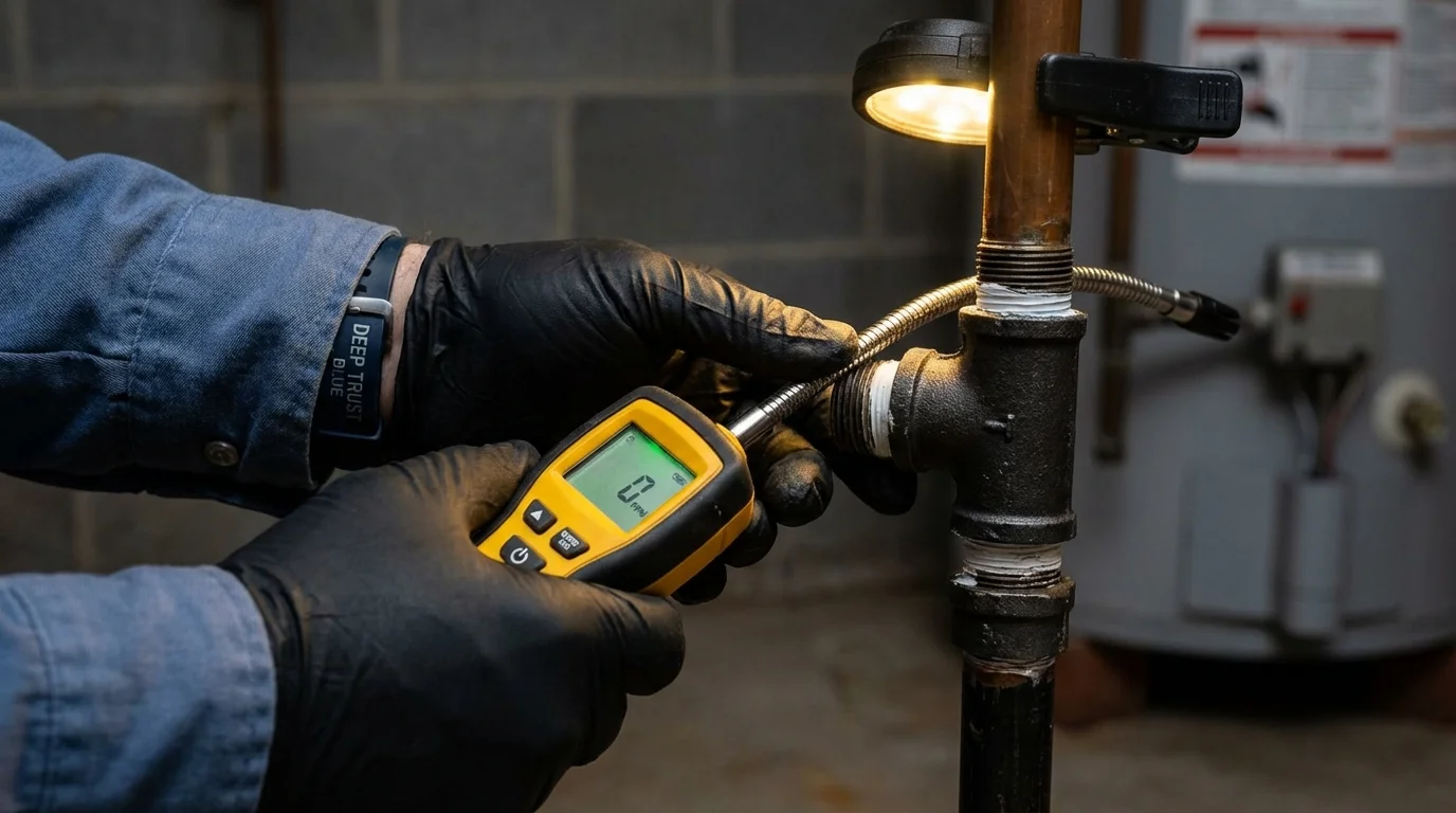 Gas leak detection with electronic sniffer by Johns Plumbing LLC in Howell