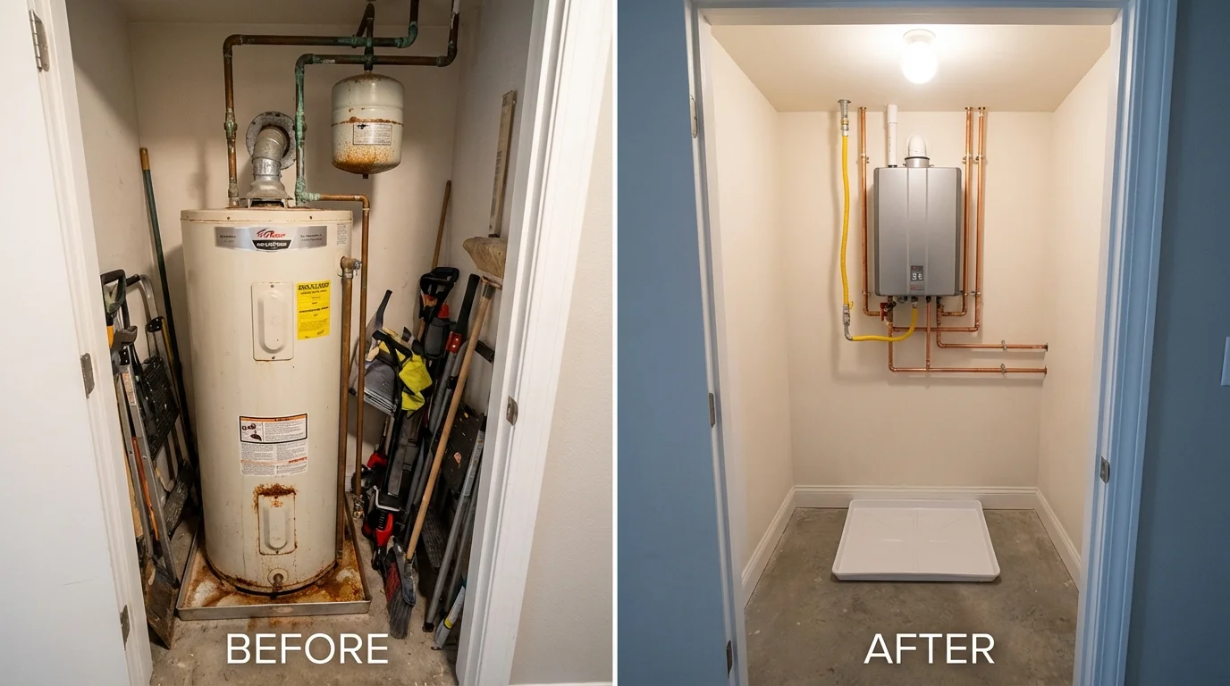 Tank water heater versus wall-mounted tankless unit comparison for Howell, MI homeowners